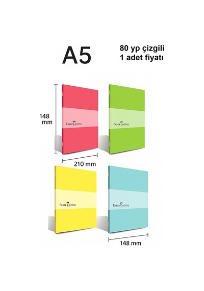 Faber-castell Pp Kapak Pastel Dikişli Defter 80 Yaprak Çizgili A5