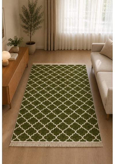 Kilim Paspas Çok Amaçlı Halı Makinede Yıkanabilir Toz Yapmaz Haki