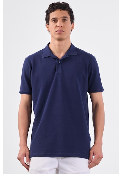 Dufy Lacivert Polo Yaka Pamuklu Düz Renk Slim Fit Erkek T-shirt Lacivert