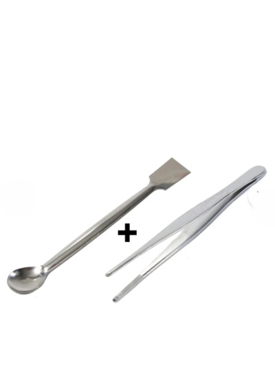 Spatül Öğrenci Tipi + Penset Düz Küt Uçlu 13 Cm Nikel Kaplama