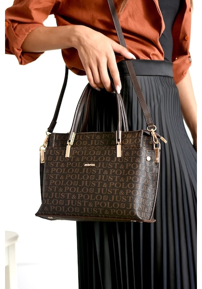 Just Polo Kadın Monogram Baskılı Yeni Sezon El Ve Omuz Çantası 232031mh Kahverengi