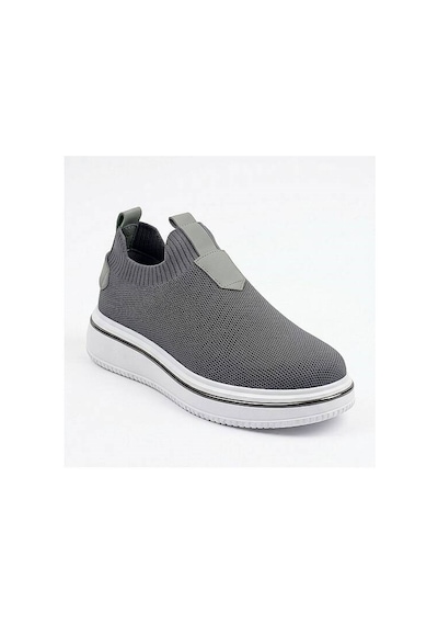 Daytex 1111 Erkek Slip-on - Full Triko Örgü Sportif Kalın Eva Taban Sneaker Füme