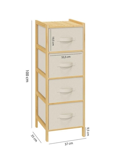 Digithome Bambu 4 Çekmeceli Dolap Organizer Çok Amaçlı Düzenleyici Şifonyer Db-0014