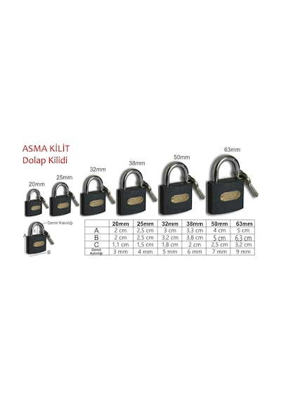 Kale Asma Kilit Gri 32