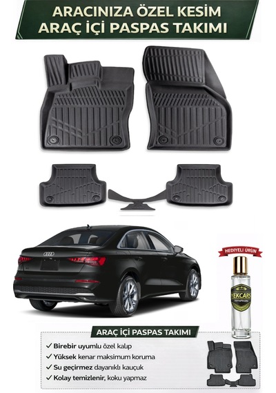 Audi A3 2025 Sedan Model Aracınıza Özel Üretim Esnek Kauçuk Paspas Takımı