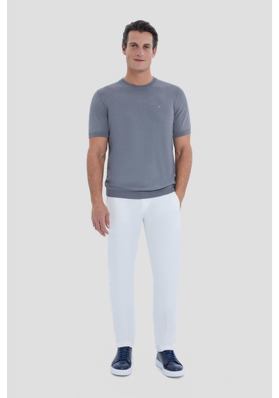 Sabri Özel Erkek Gri Dar Kesim Slim Fit Viskon Triko Bisiklet Yaka Tişört Sabri Özel Erkek Gri Dar Kesim Slim Fit Viskon Triko Bisiklet Yaka Tişört