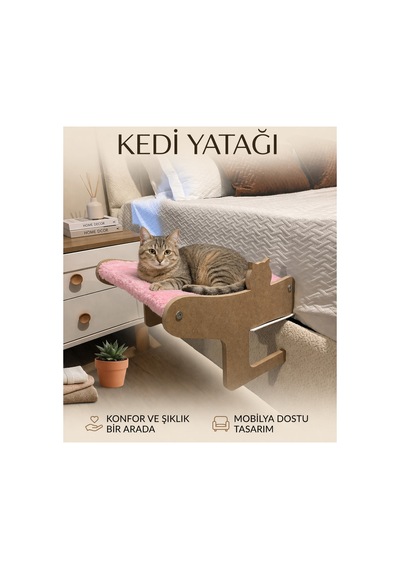 Mobilya Dostu-yer Kaplamaz-kedi Yatağı Askılı Model Pembe