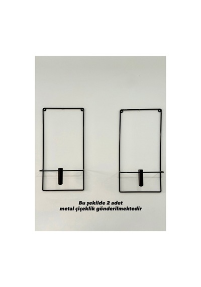 MetaQuartz Aksesuar 2'li Kare Siyah Metal Çiçeklik , Modern Dekoratif Metal Çiçeklik