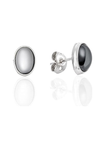 Oya Silver Hematit Taşlı Oval Gümüş Küpe 0.8x0.6cm Oyok375