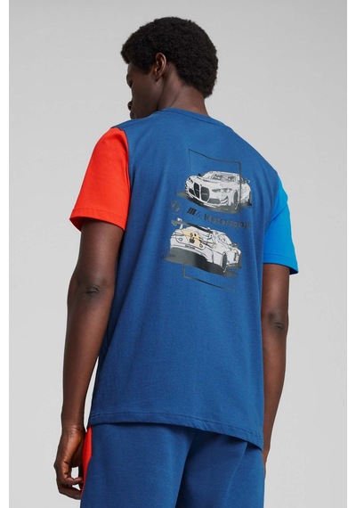 Puma Bmw Mms Car Graphıc Tee 2 Mavi Erkek Kısa Kol T-shirt 000000000102230714 Mavi