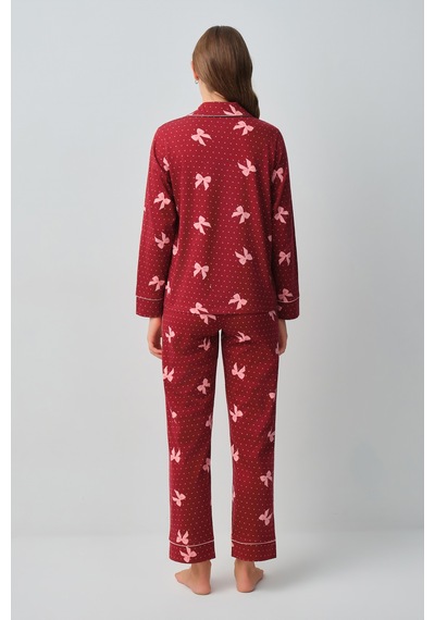 Suwen Teddy Ribbon Gömlek Yaka Pijama Takımı Wsh10510135978 Kırmızı Kalpli Suwen Teddy Ribbon Gömlek Yaka Pijama Takımı Wsh10510135978 Kırmızı Kalpli