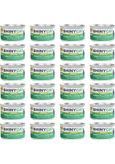Gimcat Shiny Cat Broth Sos İçinde Aloe Veralı Ton Yetişkin Kedi Konservesi 24 x 70 G