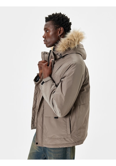 Koton Anorak Ceket Slim Fit Fermuarlı Kahverengi 5wam20059hw Kahverengi