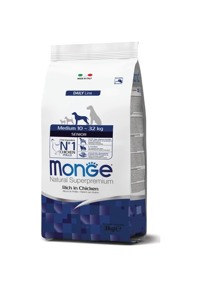 Monge Medium Senior Tavuklu Orta Irk Yaşlı Köpek Maması 3 Kg