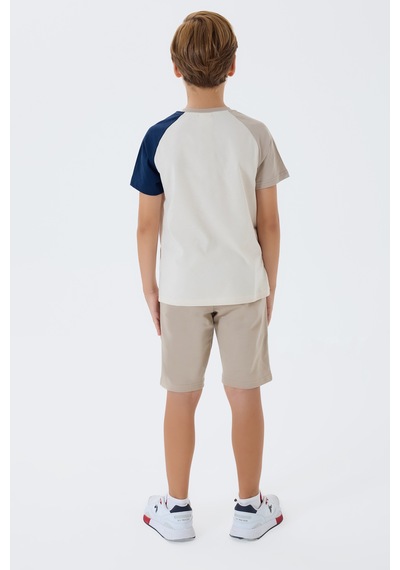 U.s. Polo Assn. 2423 %100 Pamuk Cepli Erkek Çocuk Şort Pijama Takım Bej