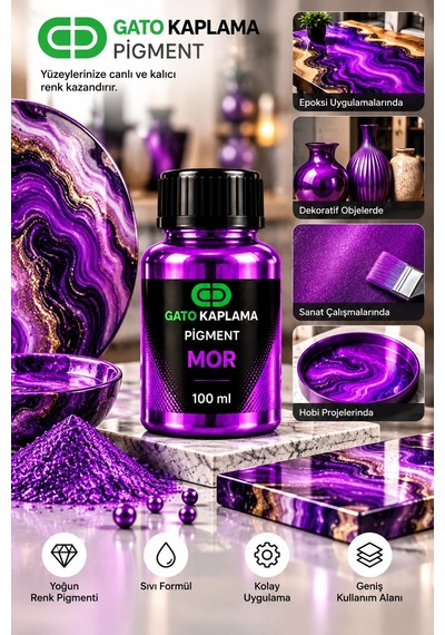 Gato Kaplama Solvent Bazlı Transparan Sıvı Pigment Boya 100 Ml Mor Renk Renklendirici