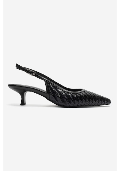 Luvi Shoes Alvessıa Siyah Örgü Kadın Kısa Topuklu Ayakkabı