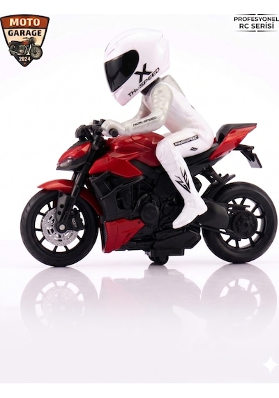 Th-speed X Uzaktan Kumandalı Rc Motosiklet Model - Kırmızı - 1/10 Ölçek - Yarışçı Figürlü