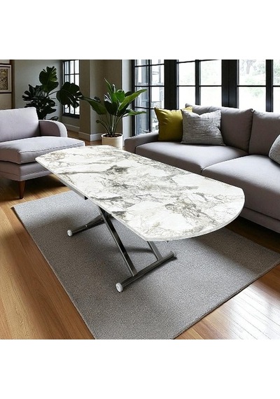 Oval Yan Baştan Açılır Akıllı Masa Üst Tabla Mdf Yüksekliği Ayarlanabilir Pratik Krom Kaplama Beyaz Mermer Oval Yan Baştan Açılır Akıllı Masa Üst Tabla Mdf Yüksekliği Ayarlanabilir Pratik Krom Kaplama Beyaz Mermer