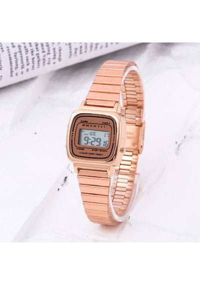 Retro Serisi Küçük Kadran Rose Renkli Çelik Kordon Kadın Kol Saati St-304234
