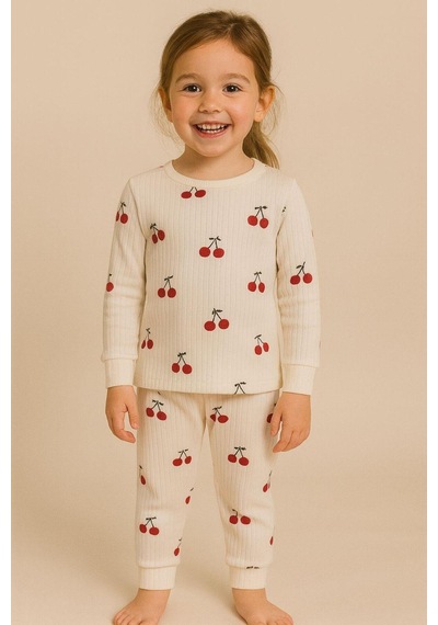 Katia&bony Kız Çocuk Kiraz Desenli Pijama Takımı Desenli