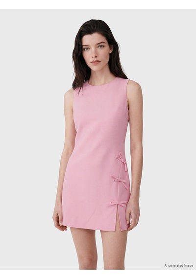 Lcw Comfort Pembe Bisiklet Yaka Fiyonk Detaylı Mini Elbise
