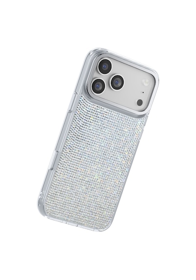İphone 17 Pro Kılıf M-safe Özellikli El İşlemeli Swarovski Taşlı Zore Paris Riva Sert Pc Kapak Gümüş