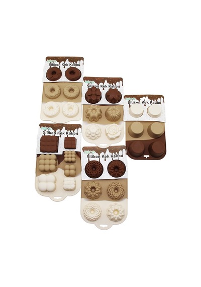İbico İ22-002 Klasik Çizgili Silikon Muffin Kek Kalıbı 6'lı Mini- 10'li Paket Diğer