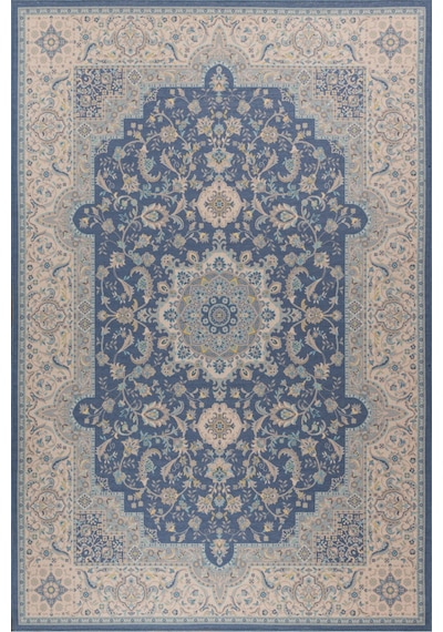 Foldy Vintage Desenli Dokuma Taban Dekoratif Mavi Halı Fl 32 Mavi 3