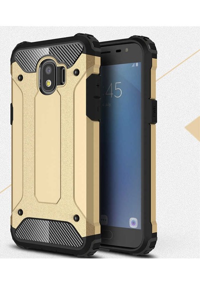 Kilifone - Samsung Galaxy J2 Pro 2018 Uyumlu - Kılıf Çift Katman Koruyucu Crash Military Tank Kılıf - Gold Gold
