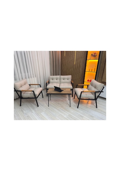 Houseart Menekşe Balkon, Bahçe,teras,cafe - Salon - Metal Kanepe Koltuk Takımı - 2 1 1 Sehpa Krem Houseart Menekşe Balkon, Bahçe,teras,cafe - Salon - Metal Kanepe Koltuk Takımı - 2 1 1 Sehpa Krem