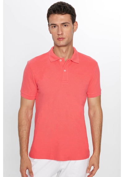 Tudors Erkek Slim Fit Dar Kesim Pamuklu Yumuşak Dokulu Serin Tutan Kumaş Düz Pike Nar Polo Yaka Tişört-31624-nar Nar