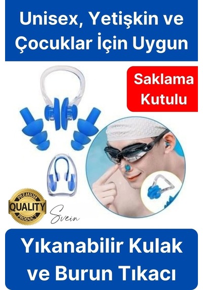 Kulak Ve Burun Tıkama Seti Deniz Havuz İçin Su Kaçmasını Önleyici Tıkaç Yüzücü Tıkacı Silikon