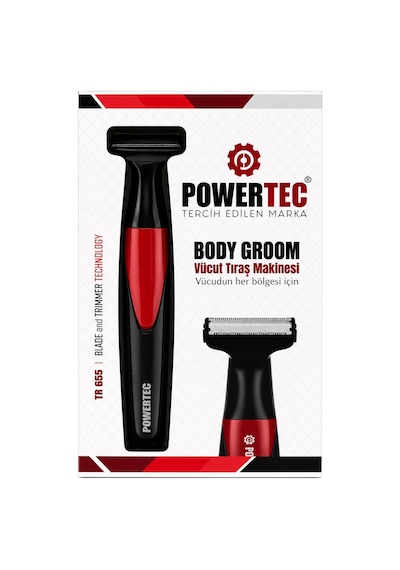 Powertec TR-655 Vücut Tıraş Makinesi (Body Groom) Çift Bıçak - Sıfıra Yakın Kesim
