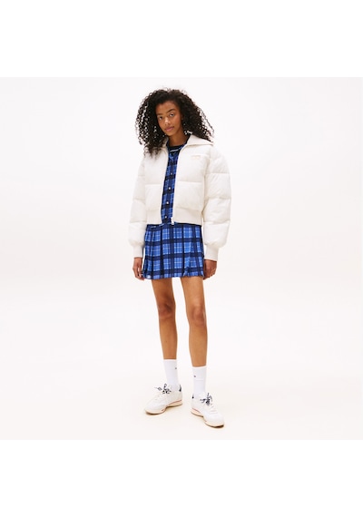 Tommy Hilfiger Crop Ribbed Detail Puffer Kadın Beyaz Mont Dw0dw21659 Beyaz