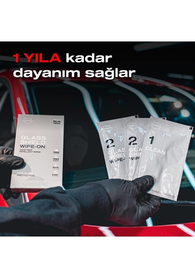 Nasiol Glasshield Wipe On Araç Nano Yağmur Kaydırıcı Ve Su İtici Mendil 1 Yıl Etkili Cam Bakımı, Cam Yüzey Ya