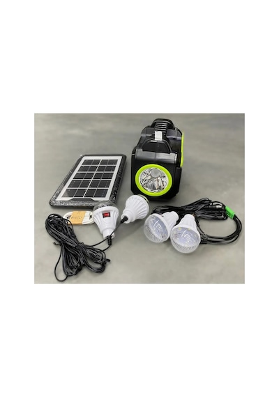 Güneş Enerji Panelli Aydınlatma Sistemi Powerbank Kamp Doğa Balık Karavan Fener Bluetooth Hoparlör Siyah-yeşil