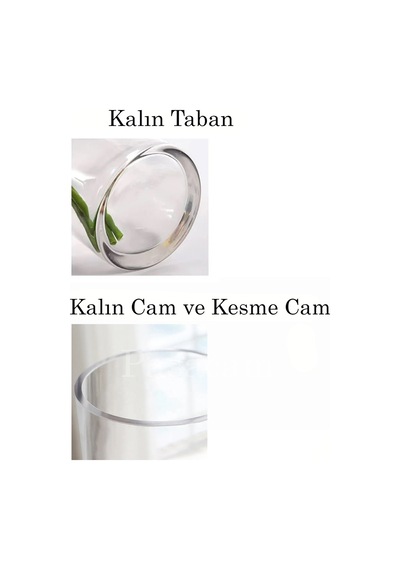 Silindir Cam Vazo 12 Cm Genişlik 25 Cm Yükseklik Kalın Taban Kalın Cam Kesme Beyaz