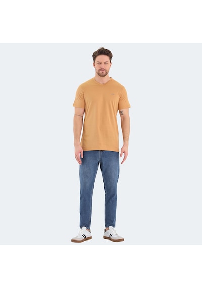 Slazenger RIVALDO Erkek V Yaka Hardal Tişört