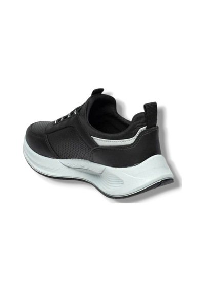 Acropol 137-26 Deri Anatomik Erkek Sneaker Siyah Gümüş Siyah