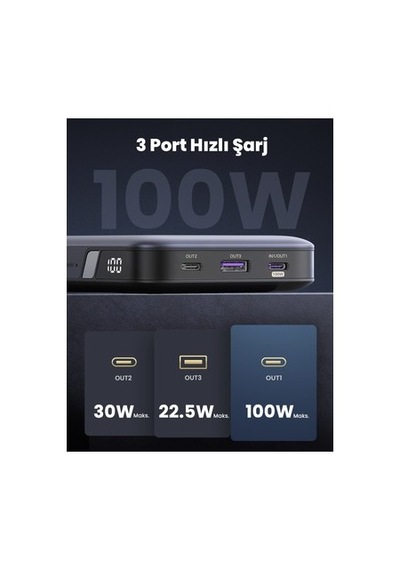 100w Pd Hızlı Şarj Özellikli 20000mah Powerbank 30.000 Mah
