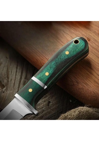 Valkyrie 3cr14mov Paslanmaz Çelik Av Bıçağı Ahşap Saplı, Kılıflı Kamp Ve Outdoor Bıçağı Yeşil Yeşil