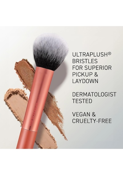 Real Techniques Ultra Peluş Pudra Makyaj Fırçası, Pudra, Bronzlaştırıcı Ve Allık, Şeffaf, Yapılabilir Kapsama Alanı, Büyük, Kabarık Pudra Fırçası, Vegan, Zulümsüz Ve Sentetik Kıllar, 1 Adet