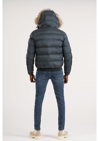 Slimfit Kürklü Kapşonlu Kürk Ve Kapşon Çıkmalı Beli Lastikli Şişme Mont Petrol Mavisi Slimfit Kürklü Kapşonlu Kürk Ve Kapşon Çıkmalı Beli Lastikli Şişme Mont Petrol Mavisi