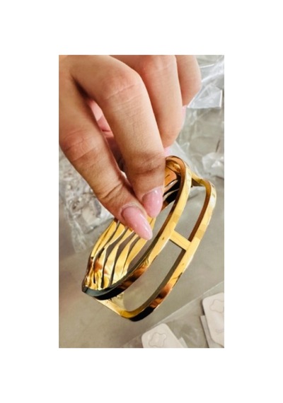 Dalgalı Çelik Paslanmaz Kelepçe Bileklik Gold - 661702103 Gold