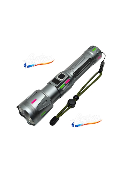 Rt-063 B Beyaz Lazer Taktik El Feneri - 60w, 6000 Lümen Full Yedek Pil Paketi Siyah