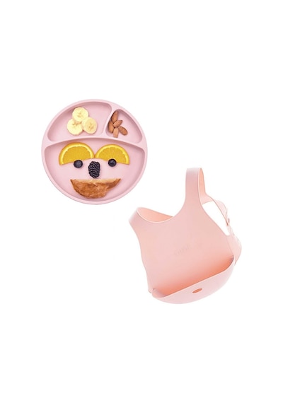Oioi 2'li Beslenme Seti Porsiyon+Önlük  Pembe
