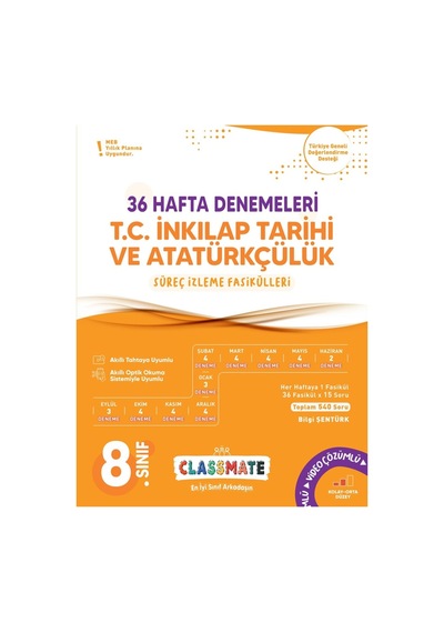 Okyanus 8. Sınıf Classmate 36 Hafta Denemeleri T. C. İnkılap