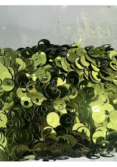 10 Gram Yandan Delikli Güpür Takı Kumaş Süsleme Pulu Plastik Payet Pul 10mm Boncuk - Renk : Yeşil Pul