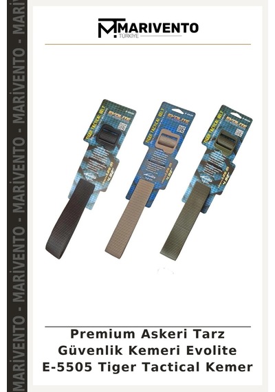 Marivento Premium Askeri Tarz Güvenlik Kemeri Evolite E-5505 Tiger Tactical Kemer Çok Renkli